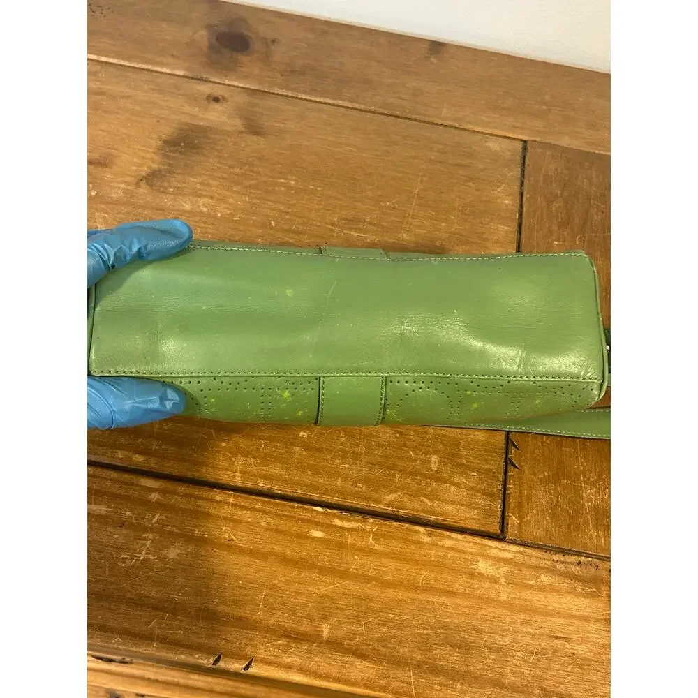 Kate Spade green perforated leather shoulder bag classic Y2K
